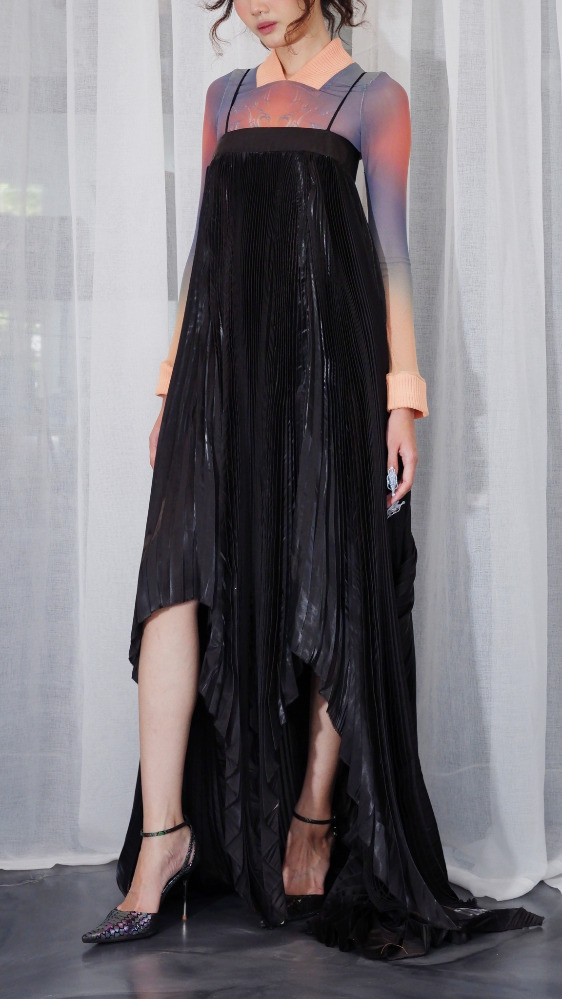 Black Pleated Long Dress main image 0